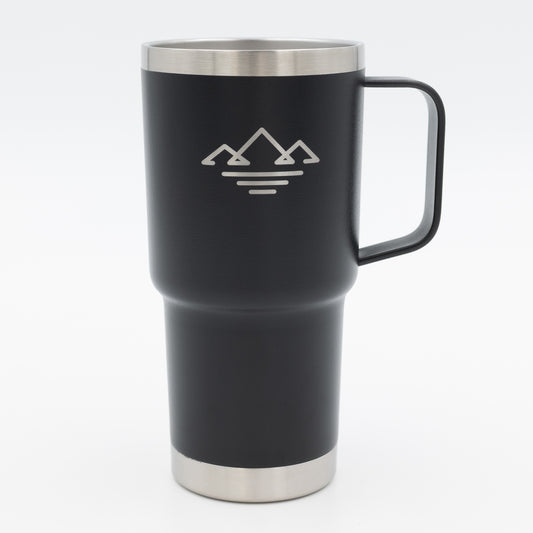 Bergbrise Edelstahl Becher mit Henkel – ca. 500 ml, Schwarz, mit Logo
